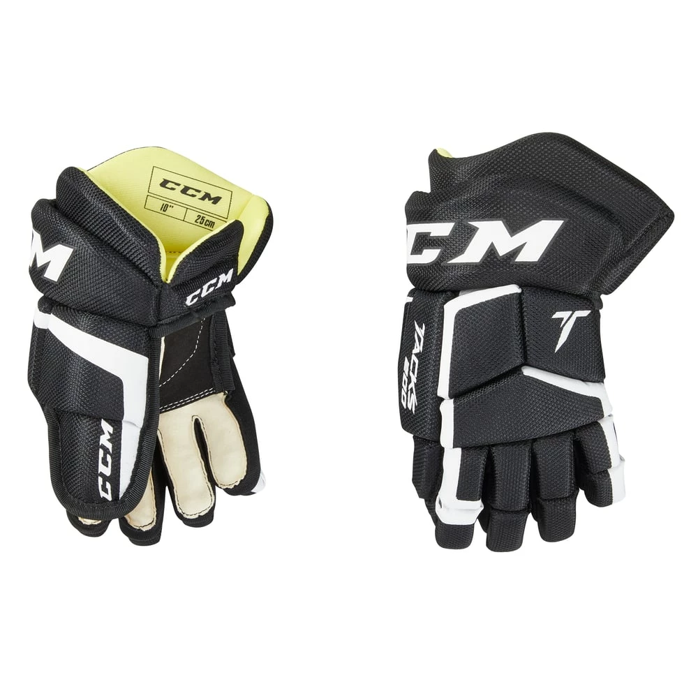 CCM Tacks 200 Junior Hockey Gloves, 10-in, Black & White - Image 3