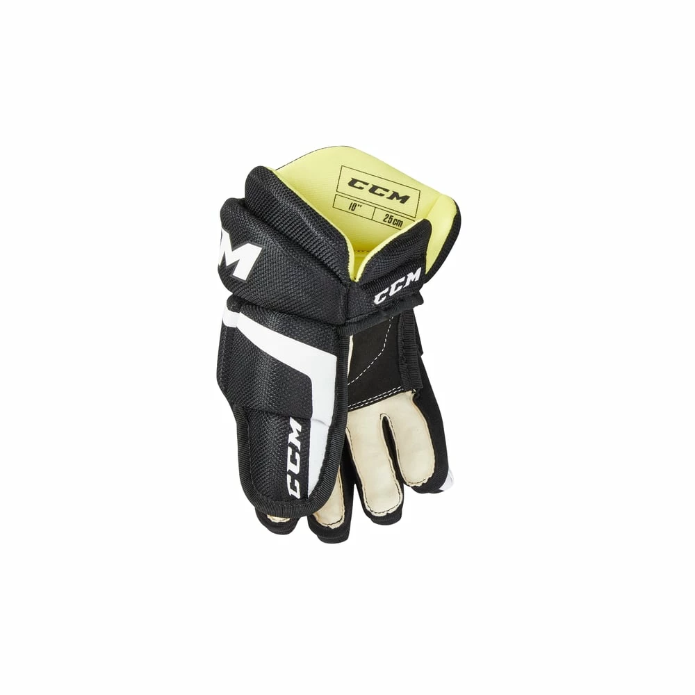 CCM Tacks 200 Junior Hockey Gloves, 10-in, Black & White - Image 2