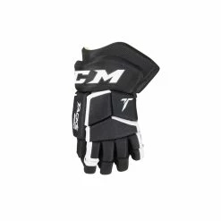 CCM Tacks 200 Junior Hockey Gloves, 10-in, Black & White
