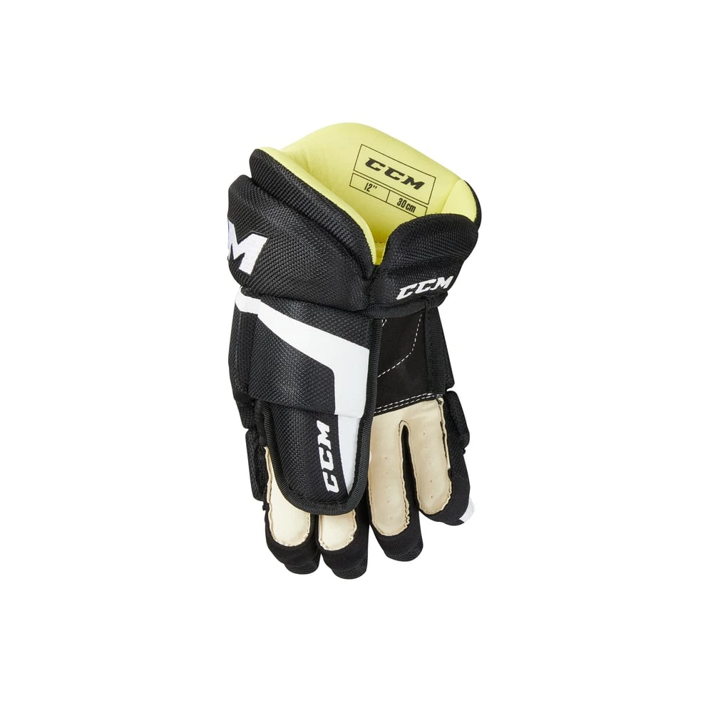 CCM Tacks 202 Junior Hockey Gloves, 12-in, Black & White - Image 2