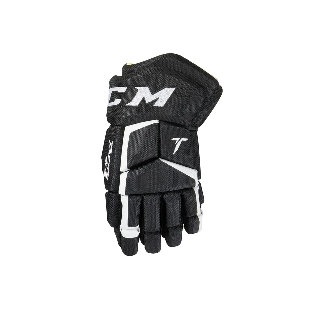 CCM Tacks 202 Junior Hockey Gloves, 12-in, Black & White - Image 3