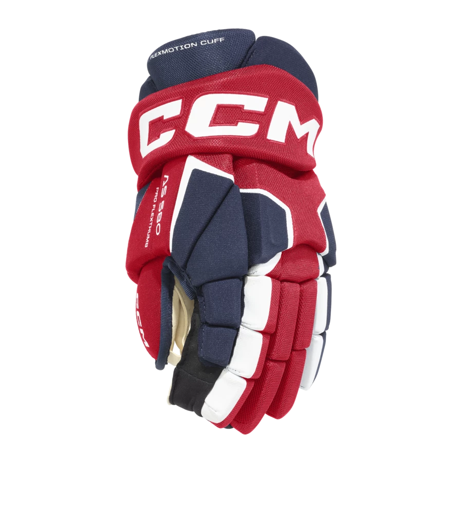 CCM Tacks 580 Hockey Gloves, Junior, Navy/Red/White, 12-in