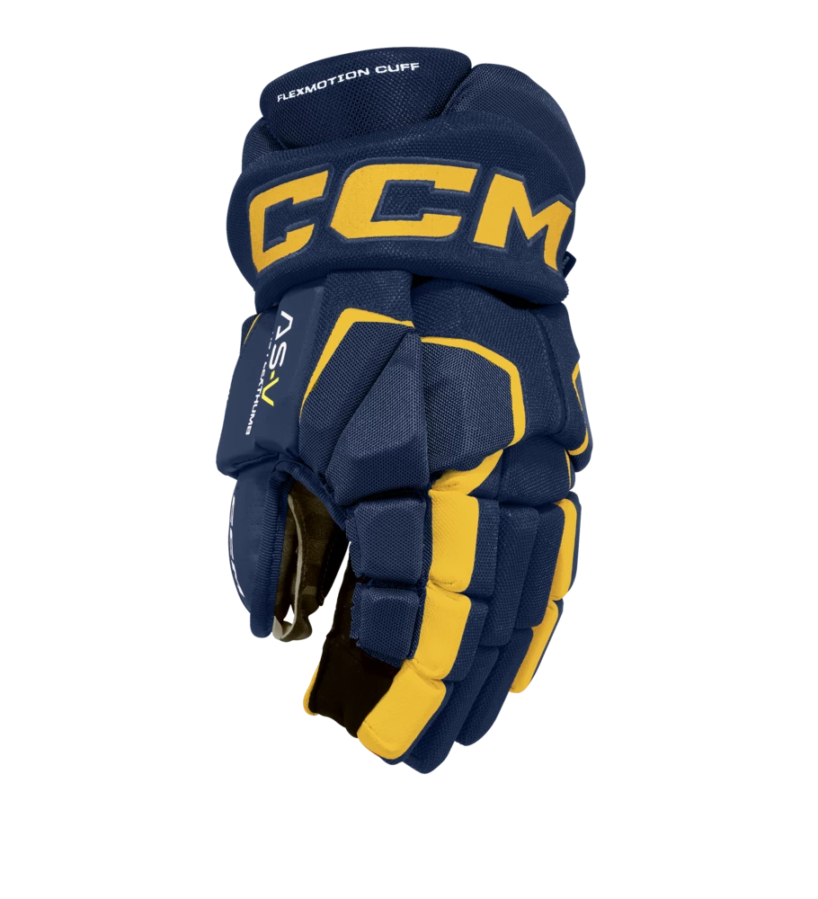 CCM Tacks AS5 Hockey Gloves, Junior, Navy/Yellow